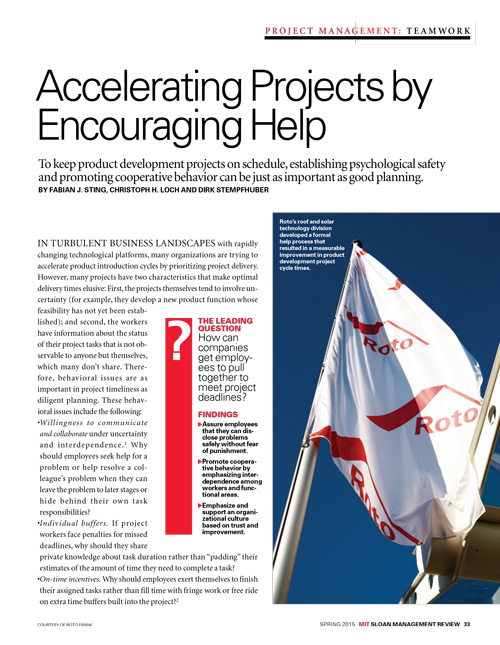 Accelerating Projects by Encouraging Help