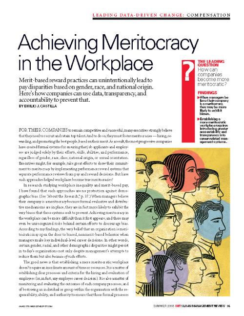 Achieving Meritocracy in the Workplace